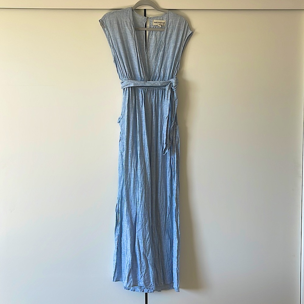 Mara Hoffman Swim Jumpsuit 100% Hemp size Small blue+white stripe